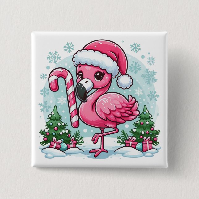 Jul Flamingo Sublimering Clipart  Knapp (Framsida)