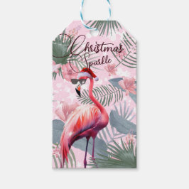 Jul Flamingo Tropical Ljus Presentetikett