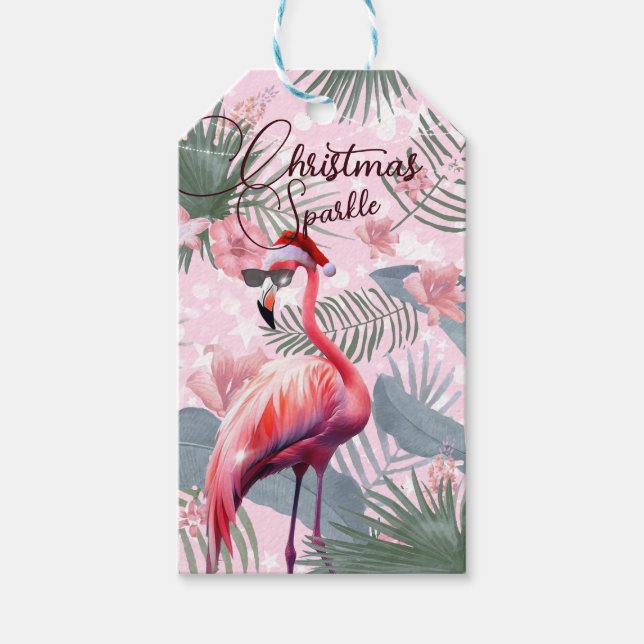 Jul Flamingo Tropical Ljus Presentetikett (Framsidan)