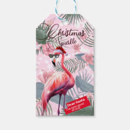 Jul Flamingo Tropical Ljus Presentetikett