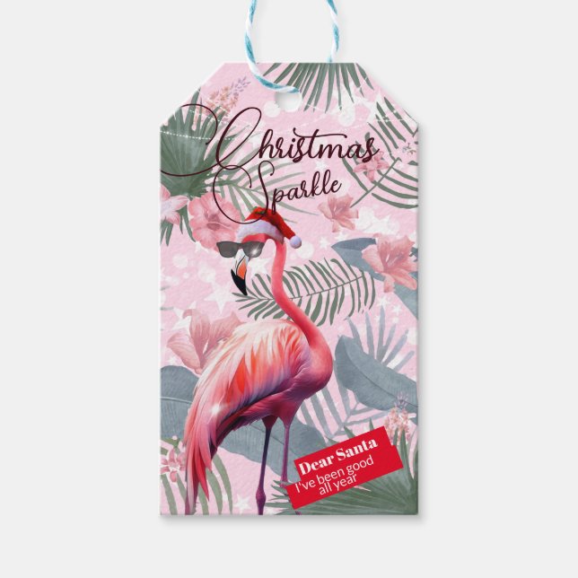 Jul Flamingo Tropical Ljus Presentetikett (Framsidan)