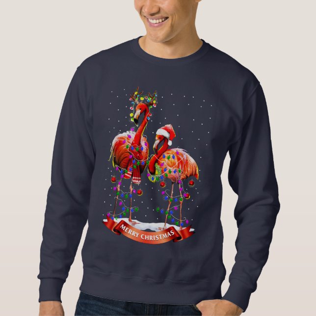 Jul Flamingos Lång Ärmad Tröja (Framsida)