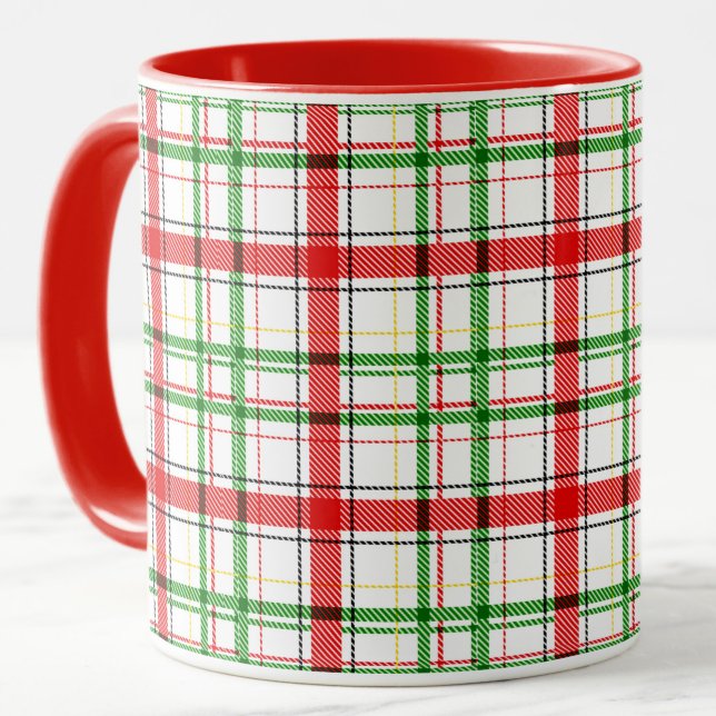 Jul Flanell Play Tartan Design - Vit Mugg (Skapare uppladdad)