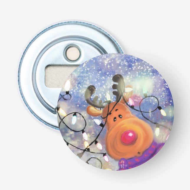 Jul Flaska-öppningsgåva med Lycklig Reindeer Flasköppnare (Framsidan)