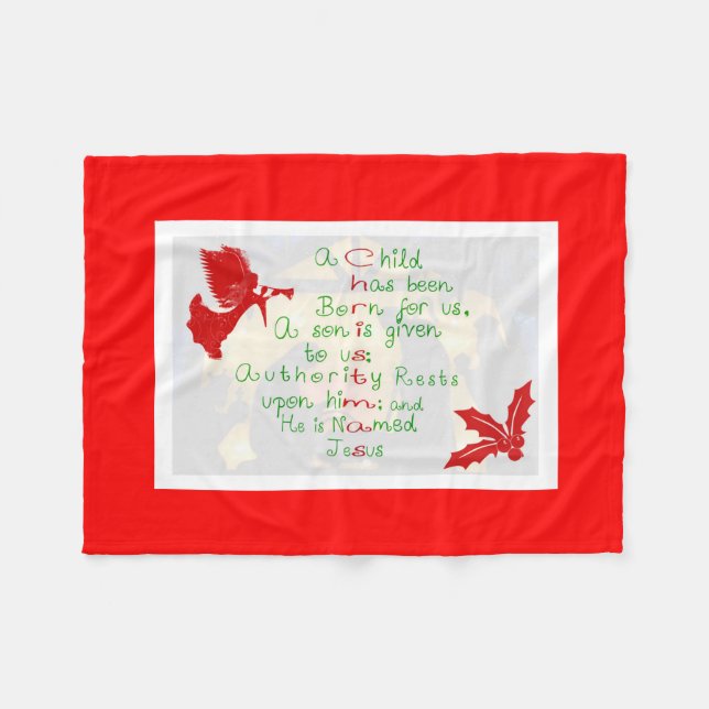 Jul Fleece Blanket/A Child är Born (Framsidan (Horisontell))