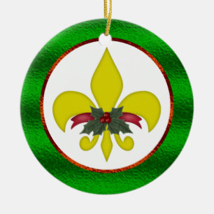 Jul Fleur-de-Lis Julgransprydnad Keramik