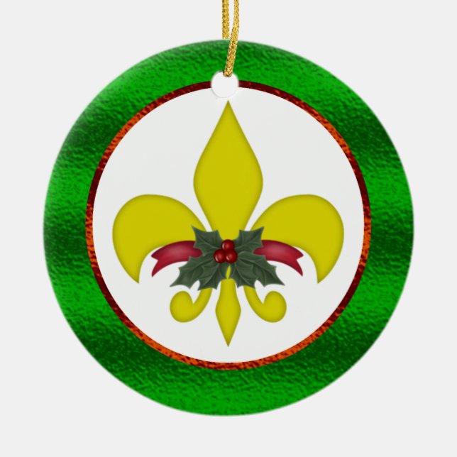 Jul Fleur-de-Lis Julgransprydnad Keramik (Framsidan)