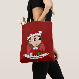 Jul flicka tecknad tote bag tygkasse