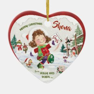 Jul flickor, Santas brev, Julgransprydnad Keramik