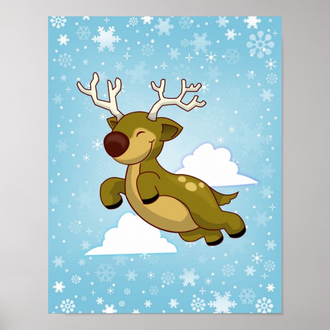 Jul Flies Reindeer Poster (Framsidan)
