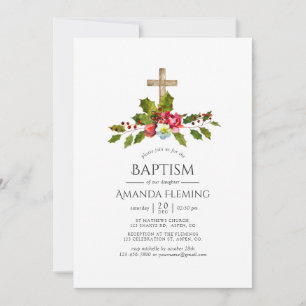 Jul Floral Dop eller Namngivning Inbjudningar