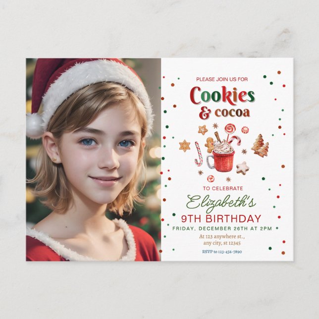 Jul födelsedags kakor och kakao Festive Vykort (Framsida)