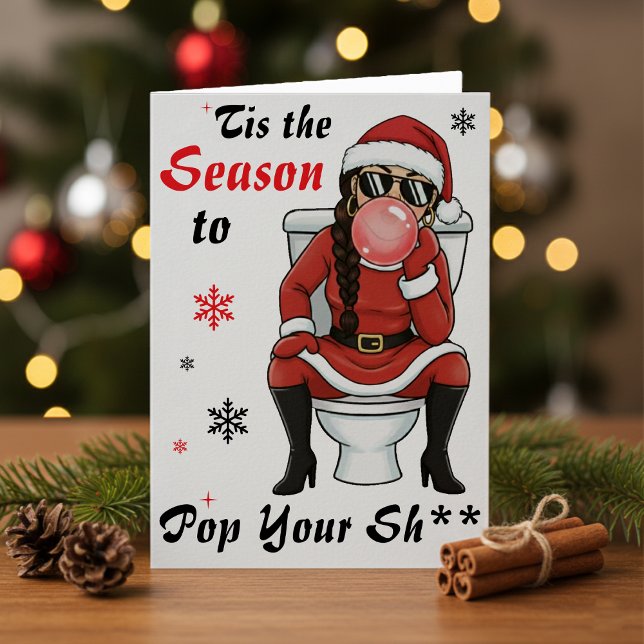 Jul Födselsdag Fru Tomte Bubblegum Rolig Kort (Skapare uppladdad)
