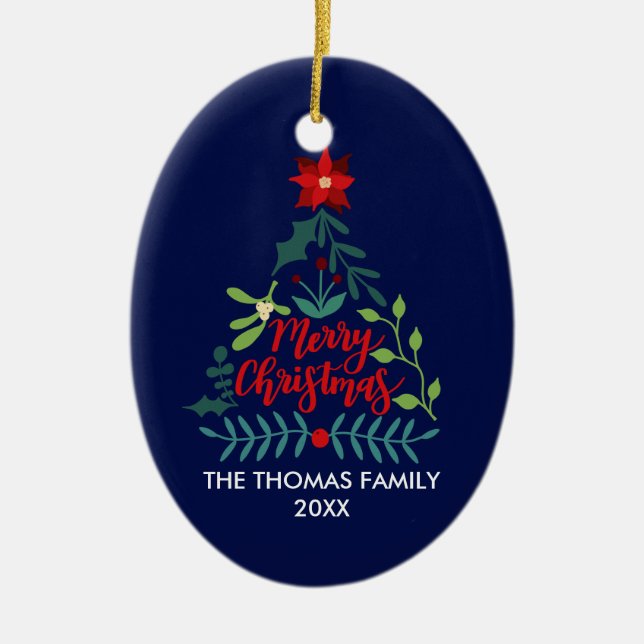 Jul Foliage Löv Julgransprydnad Keramik (Framsidan)