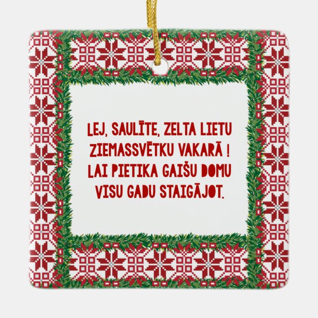 jul Folk Sång III Latviesu Tautasdziesma Julgransprydnad Keramik (Framsida)