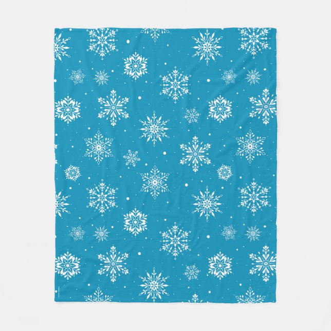 Jul Folk Snöflingor IceBlue Fleece Blanket (Framsidan)