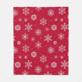 Jul Folk Snöflingor Red Fleece Blanket