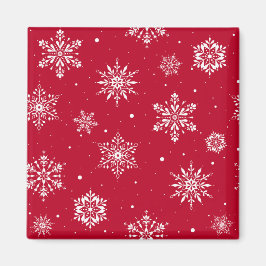 Jul Folk Snöflingor Red Magnet