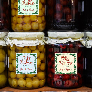 Jul Food Gift Labels Holly Gräns Klistermärke