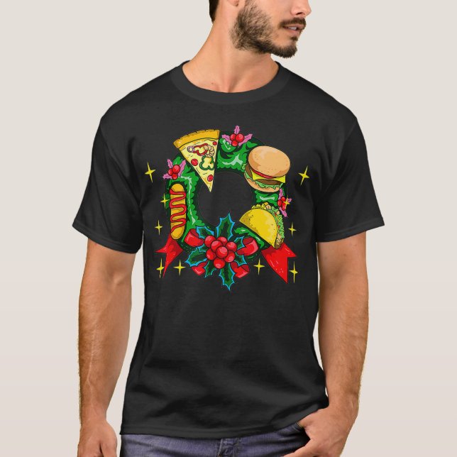 Jul Foodie Pizza Hett Hund Cheeseburger Taco T Shirt (Framsida)