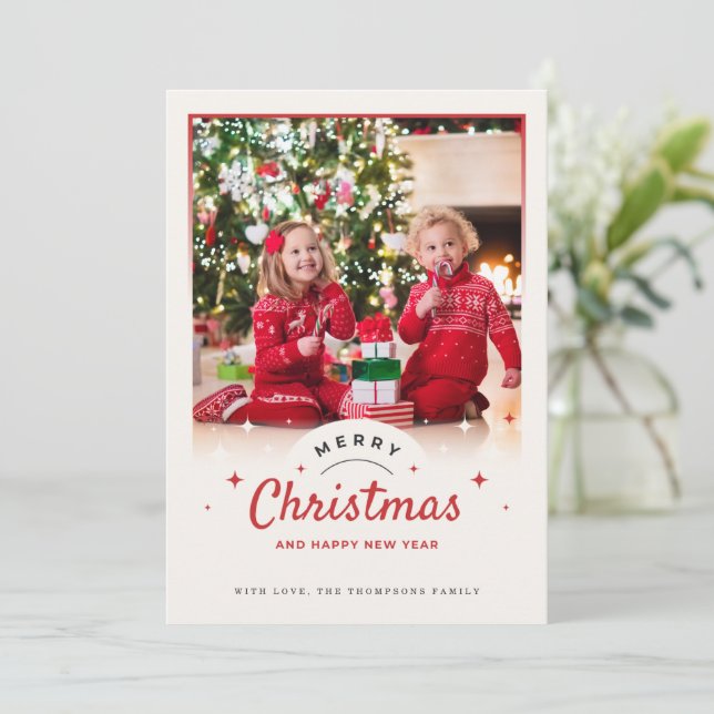 jul för Beige- och Red-familjen Julkort (Stående Fram)