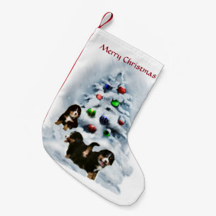 Jul för Bernese Mtn hundvalpar Liten Julstrumpa