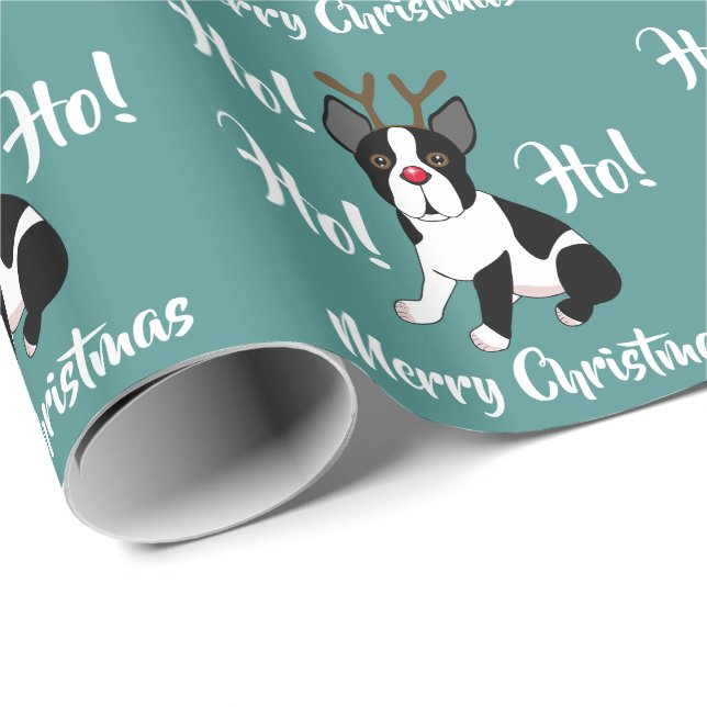 Jul för Boston Terrierren som slår in papper Presentpapper (Rullad Hörn)