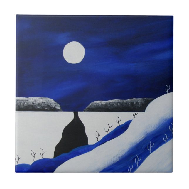 Jul för Bright Blue Winter Southwest Desert Kakelplatta (Framsidan)