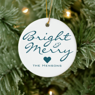 Jul för Bright Merry Script Heart Mönster-familjen Julgransprydnad Keramik