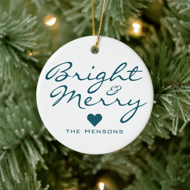 Jul för Bright Merry Script Heart Mönster-familjen Julgransprydnad Keramik (Träd)