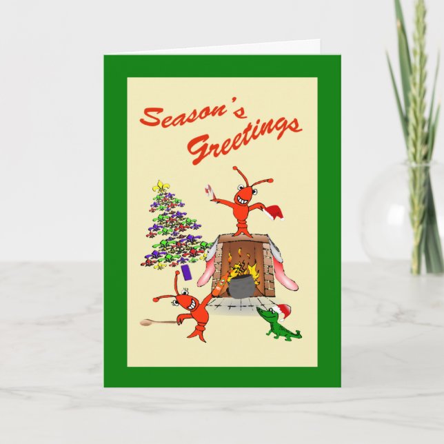 Jul för Cajun kräftorGumbo Helgkort (Framsida)