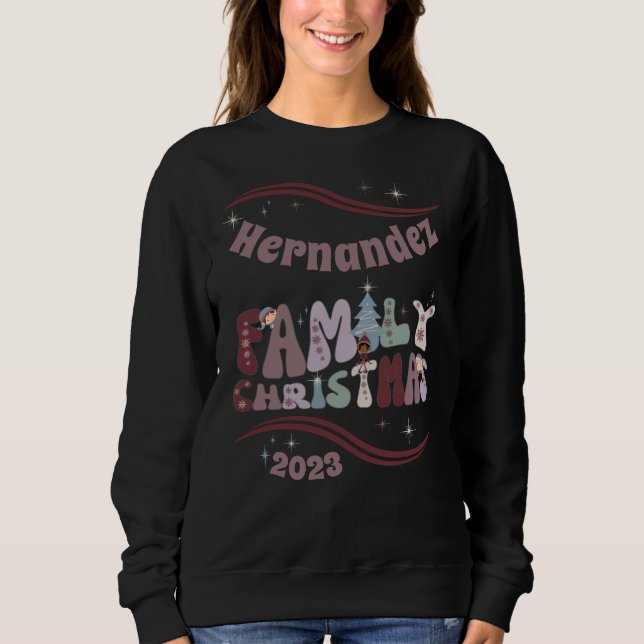 Jul för Cute Retro-Personligen-familjen T Shirt (Framsida)