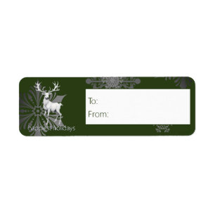 Jul för Elfenbenskusten Reindeer   Grönt Gift Returadress Etikett