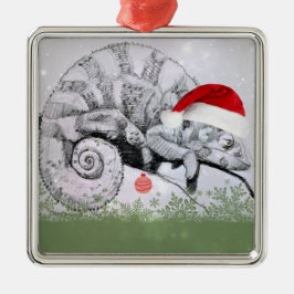 Jul för en kameleont julgransprydnad metall