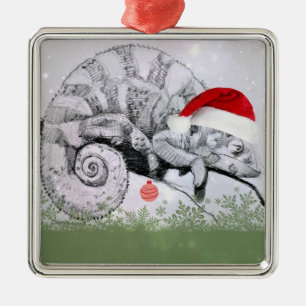Jul för en kameleont julgransprydnad metall