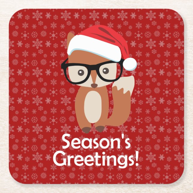 Jul för exponeringsglas för Hipsterhelgdagräv Underlägg Papper Kvadrat (Framsidan)