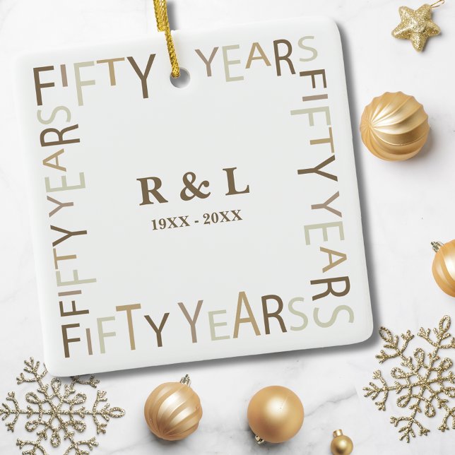 Jul för femtioårsjubileet Guld Bröllop Julgransprydnad Keramik (Skapare uppladdad)