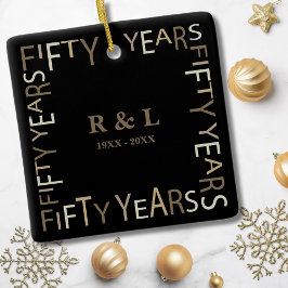 Jul för femtioårsjubileet Guld Bröllop Julgransprydnad Keramik