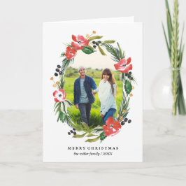 Jul för foto | för chic vattenfärg blom- oval helgkort