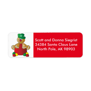 Jul för gelékaramellpepparkaksgubbe   returadress etikett