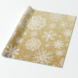 Jul för glitter för vinterSnowflake guld- Presentpapper