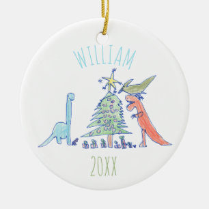 Jul för helgdag för ungepersonligDinosaur Julgransprydnad Keramik
