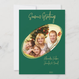 Jul för helgerna i grönt och Guld Julkort