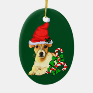Jul för jackRussell Terrier Julgransprydnad Keramik