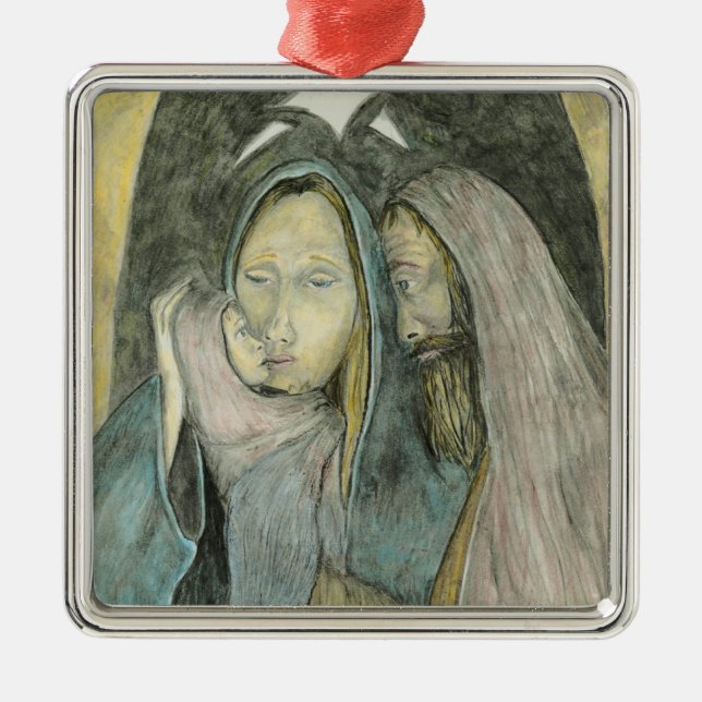 Jul för Jesus Mary Joseph Nativityreligiösa Julgransprydnad Metall (Framsidan)