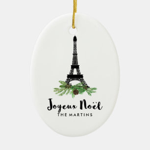 Jul för Joyeux Noel franskEiffel torn Julgransprydnad Keramik
