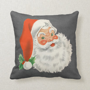 Jul för jultomten för svart tavlatryckvintage kudde
