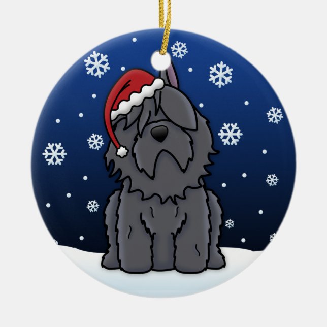 Jul för Kawaii tecknadBouvier des Flandres Julgransprydnad Keramik (Framsidan)