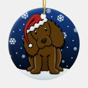 Jul för Kawaii tecknadBoykin Spaniel Julgransprydnad Keramik