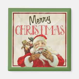 Jul för klassikervintagejultomten magnet